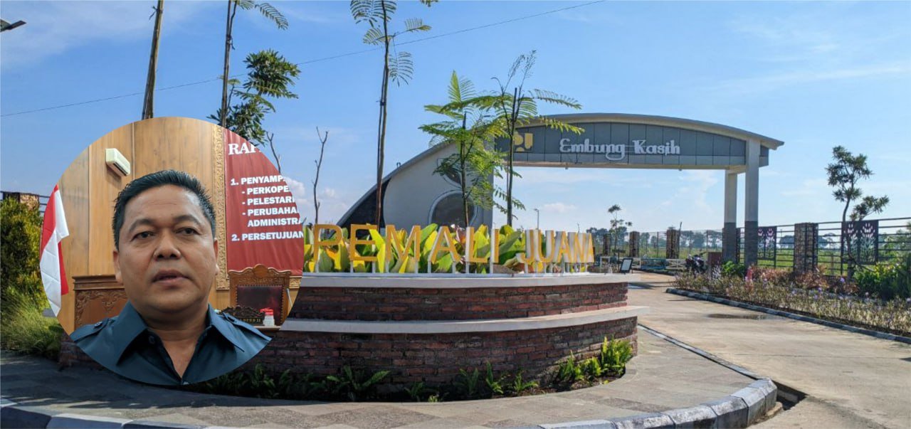 Foto: Gerbang masuk Embung Kasih Desa Kasiyan Kecamatan Sukolilo Kabupaten Pati (Sumber : infoseputarpati.com/ Asy)